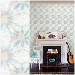 Wallpaper Iris Green Shibori Tie Dye - boho